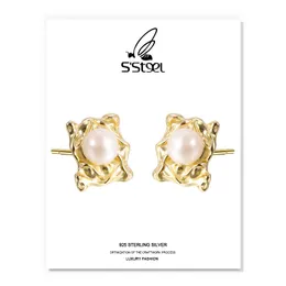 スタッドイヤリングS'Steel Luxury for Women 925 Sterling Silver Earring 2023バロックパールトレンディイヤー