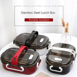 Conjuntos de utensílios de jantar para lancheira isolada portátil Salada à prova de vazamento de aço inoxidável Bento Office Worker Microondas Tableware Salad Storage Containers