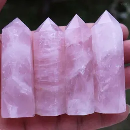 Dekorativa figurer 50-60mm Fashion Jewely Point Healing Collectables Gemstone Pendant Quartz Wand Column Pink Crystal Stone Natural Rock