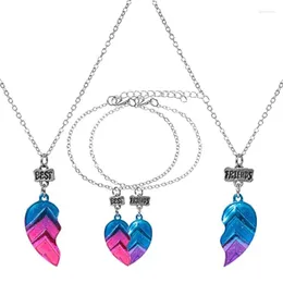 Pendant Necklaces D7WB 2pcs/4 Pcs BFF Bracelets Half Heart Friends Fashion Chain Friendship Jewelry Set For Girl Lady