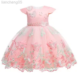 Specjalne okazje sukienka dla dzieci Księżna dziewczyna puszysta koronkowa haftowana sukienka kwiatowa Nowy rok Nowa świąteczna impreza z koralikami sukienki Jacquard W0221
