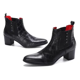 7cm High Heel Men's Boots Shoes Point Toe Black Ankle Boots M￤n glider p￥ Business/Party/Wedding Botas! 37-46!