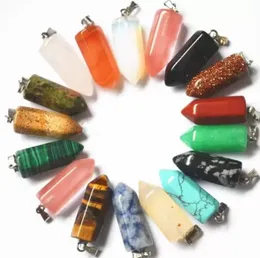 Charms Assorted Mixed Natural Stone Pendant Chakras Hexagon Prism For Diy Making Necklace Jewellery Drop Delivery Jewelry Findings C Dhhma