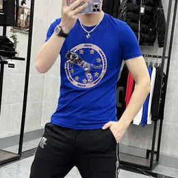 Men's T-Shirts Short Sleeve Tshirt Men Leopard Print 2022 Summer New Round Neck Male Clothes Mercerized Personality Europe Fashion Large Tees Z0221