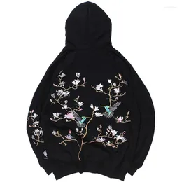 Herrtröjor Hip Hop Hoodie Sweatshirt broderad fågel Floral herr streetwear harajuku pullover Löst bomullsvett Skjorta Autumn J924