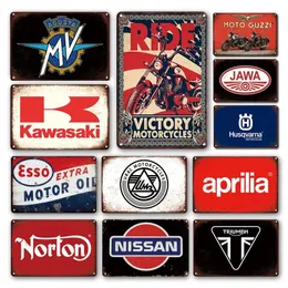 Vintage Motorcycle Metal Painting Motor Brand Logo Wall Decor Retro Motorbike Metal Poster Plate Decorative Plaque Garage Wall Decoration size 30X20 w01
