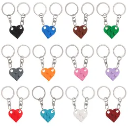Keychains 1Pair 귀여운 사랑 하트 벽돌 키 체인 커플 여성을위한 우정 분리 가능한 열쇠 고리 보석 선물