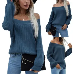 여자 스웨터 kayotuas 여자 스웨터 오프-어깨 슬래시 넥 단단한 6 색 풀오버 숙녀 캐주얼 패션 탑 니트웨어