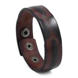 Charmarmband Enkla 2,3 cm breda läderarmbandbanglar för män vintage brun/orange armband manschett smycken pojke gåva