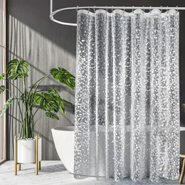 Duş Perdeleri 3D Su Geçirmez Karakte Eva Bath Modern Cobblestone Desen Yarı Yarı Yarı Banyo Kancalarla 230221