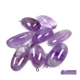 Charms Natural Stone Irregar 2050m Amethyst Crystal Pendant For Women Jewelry Making Halsband Drop Leverans Fynd Components Dhikc