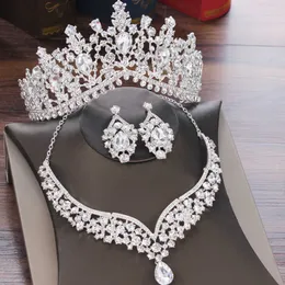 Tiaras Luxury Clear Crystal Waterdrop Baroque Crown Rhinestone Bridal Diodem Bride Queen Tiara dla kobiet Wedding Hair Akcesoria Z0220