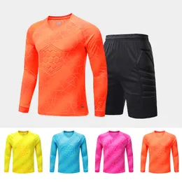 Utomhus Tshirts Herr Mens Vuxen Soccer målvakt Uniform Protective Svamp Långärmning Training Football Jersey Top and Pant 230221