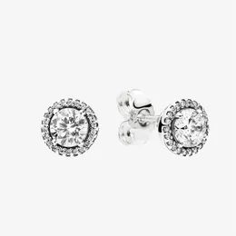 Big CZ Diamond WeddingEarrings Women Summer Jewelry for Pandora 925 Sterling Silver Round Sparkle Halo Stud earrings with Origina304j