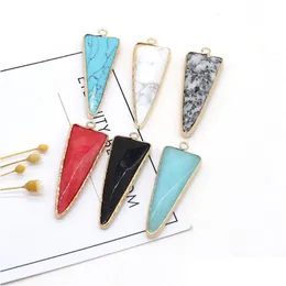 Charms Natural Stone Pendant Pointed Triangle Shield Faceted For Jewelry Diy Necklace Bracelet Earring Accessories Making Drop Dhgwh