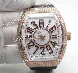 5 Styles Men's Super ABF Wristwatches calibre 23J Movimento autom￡tico Branco numeral texturizado Dial de hora louco com diamante com crista de diamante Rose Plated Bezel Watch