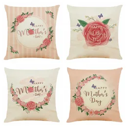 Happy Mother Day Pillow Case Flower Printing Pillow Covers Square Sofa Cushion Pillow Cover 45x45cm Car Office Pillowcase Funda De Almohada Feliz Dia De La Madre