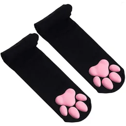 Women Socks Print Kousen Strip Over De Knie Sokken Dij Hoge Roze Leuke Kat Poot Pad Vrouw Kous #10