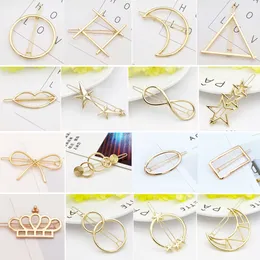 Stylish Simple Metal Style Ribbon Hair Accessories Temperament Bangs Heart Star Hair Clips Bang Headwear Women Girl Hair Claw BB Clips 1694