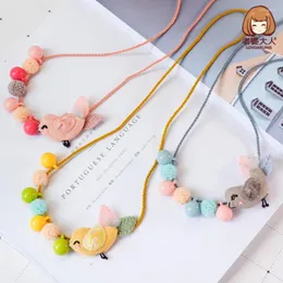 Pendant Necklaces Korean Handmade Cute Cartoon Fabric Bird Wreath Yarn Ball Princess Kids Children Girl Necklace Apparel Accessories