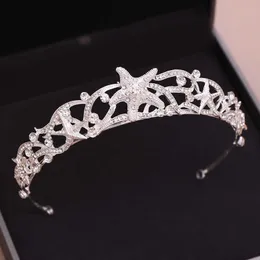 Tiaras Trendy Starffish Crown رئيس العائلة الزفاف العروسة شعر العروس Tiara Silver Color Piece Princess Wedding Hair Jewelry Z0220