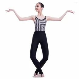 Stage Wear Adult Lycra Ballet Dance Long Leotard Black White Camisole Spandex Unitard Bodysuit Jumpsuit Women Overall