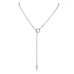 Hänge halsband geometrisk kon y kedja halsband silver färg lariat chic minimalistiska kvinnor smycken