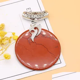 Charms Fine Red Stone Collana Ciondolo a forma rotonda naturale per le donne che fanno gioielli fai da te Accessori regalo per festecharms Drop Deli Dhvfu