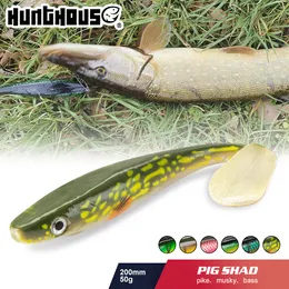 Fishing Hooks Hunthouse Pro Pig Shad Pike Lure 120mm150mm200mm 50g Paint Printing Paddle Tail Silicone Souple Leurre Natural Musky 230221