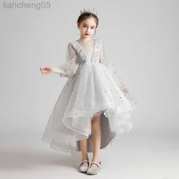 Flickans klänningar 2023 Prom Dress for Kids Girl Wedding Summer Flower Princess Tulle Dresses Clothing Baby Formal Party Pageant Ball klänning Vestido W0221