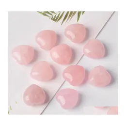 Pedra 2omm 25mm cora￧￵es cora￧￵es naturais de cristal artesanato ornamentos rosa quartzo cura cristais energia reiki gem sala de estar decora￧￣o dro dhcqk