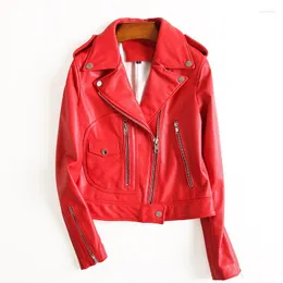 Frauen Leder 2023 Natürliche Schaffell Mantel Frauen Frühling Herbst Moto Biker Echte Jacke Weiblichen Kurzen Streetwear Echt Jack