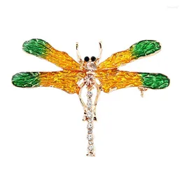 Brooches Cool Insect Yellow Dragonfly Rhinestone Pins Badge For Women Fashion Jewelry Retro Men Boutonniere Gift