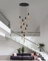 Modern LED Chandelier Light Bubble Acrylic Stair Long Chandelier for Living Room Kitchen Restaurant Loft Bar