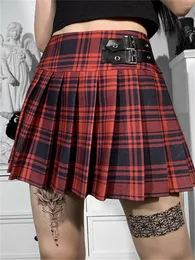 Saias y2k estilo punk harajuku saia xadrez estampa e menina feminina mini fêmea gótica lolita sexy strthewear roupas alt roupas