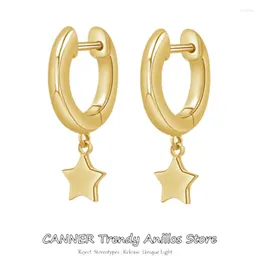 Çember Küpe Canner 1pc 925 STERLING Gümüş Klasik Estetik Yıldızlar Sergililer Basit Cazibe Çapraz Küpe Kadınlar için Jewel Areetes