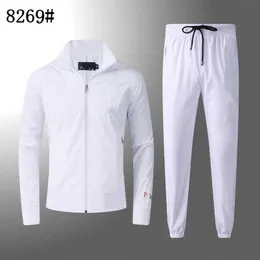 Men's Tracksuits Polo casual stand-up collar jacket colorful big horse embroidery sports casual suit