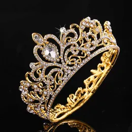 Tiaras Kmvexo Pełny okrągły kryształowy kryształowy ślub Tiaras Bridal Hair Akcesoria dla dzieci Korona na ciasto na festiwal festiwalowy prezent na balu Z0220