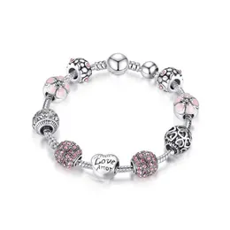 Шишные украшения с бисером поперечный браслет оптом Diy Beads розовые алмазные инкрустации девочек производители сердца оптовые Dhazk