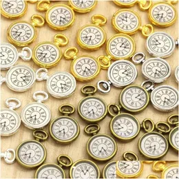 Charms 10pcs kieszonkowy zegarek do bransoletki Vintage Antique Bronze Metal Clock Clock Clock Wisher Bejdia Making 11 17 mm Drop dostawa 202 Dhyka