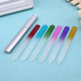 Tırnak Sanat Kitleri 6 PCS Dayanıklı Kristal Cam Dosyalar Tampon Manikür Cihazı Dekorasyonlar Aracı Zımparalama Blok Araçları Gümüş Kutu