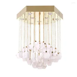 Pendant Lamps Modern Living Room Luxury Mable Led GU10 Lights Lustre Gold Steel Hexagon Canopy Hanging Lamp Indoor Lighting Fixtures