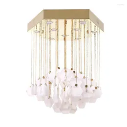 ペンダントランプモダンリビングルームラグジュアリーメーブルLED GU10 LIGHTS LUSTER GOLD STEEL HEXAGON CANOPY HANGING LAMP屋内照明器具