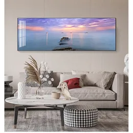 Panorama Scandinavian Wall Art Picture for Living Room Sunsets Natural Sea Beach Landscape Posters and Prints Canvas Painting Woo