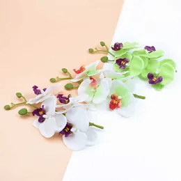 Decorative Flowers Wreaths 1 Bunch of 4 Flowers Butterfly Orchid Vases for Home Decor Wedding Decorative Flowers Cheap Artificial Flowers for Scrapbooking T230217