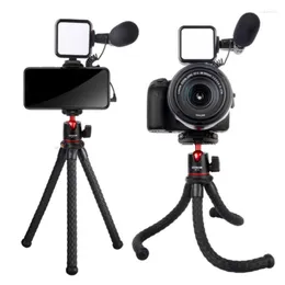 Tripods Octopus Flexible Tripod For Phone SLR DSLR Camera Extend 1/4'' Screw With Ballhead Cold Shoe Mic Led Video Light