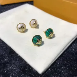 Luxury brand designer stud high quality colorful gem gold letter ring diamond women's Earrings