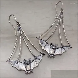 Dangle Chandelier Earrings Fashion Vintage Halloween Bat Exaggerated Hook Drop For Women Ghost Festival Christmas Birthday Gi Dhu0L