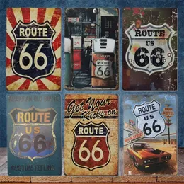 Route 66 포스터 주석 사인 클럽 차고 장식 금속 플라크 빈티지 미국 루트 66 금속 포스터 플레이트 표지판 레트로 맨 동굴 홈 장식 액세서리 크기 30x20cm W01