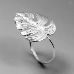 Klusterringar Inatur 925 Sterling Silver Montera Leaf Ring Justerbart finger för kvinnors uttalande smycken